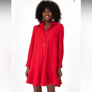 Tuckernuck Red Crepe Callahan Shirt Dress